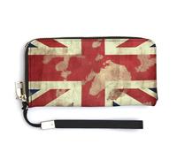 NWTRK Vintage Union Jack British Flag Leather Wallets Zip Around Clutch Bag Ladies Credit Card Holder Clutch Purse for Women