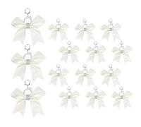 Nwvuop 16Pcs Cheer Bow Key Chain Bulk, Glitter Bow Key Ring for Cheerleading Teen Girls(White)