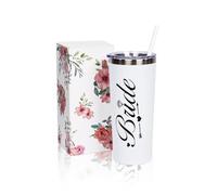 Nwvuop Bride to Be Cup With Straw - Bridal Shower and Wedding Gift, Tumbler for Engagement (Black Letter)