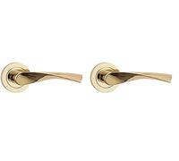 Nx Interior Handles, Set of Handles for Passage Door with Rosette D.50 mm, Aluminium Gold, 50 mm (Pack of 2)
