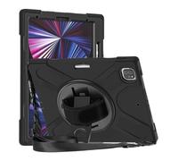 NXCVBNKZJ 360° Ratating Hand Strap Rainbow Drop-proof Protective Case Compatible with iPad Air 13 inch 2024-2025 Universal(Black (no straps))