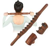 NXCYLW 20-Bead Massage Roller Stick, Lymphatic Drainage & Myofascial Release Tool, Cellulite Massager, Relieves Neck, Back, Waist & Leg Pain, Unisex, Brown Wood