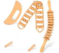 NXCYLW 3-in-1 Wood Therapy Massage Tools Lymphatic Drainage Massager Maderoterapia Kit Wooden Gua Sha Massager Body Sculpting Tools for Muscle Pain Relief, Anti-Cellulite, Body Contouring and Shaping