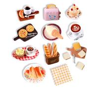 NXDHPLIENG 36 Pieces 1/12 Mini Dollhouse Accessories, Miniature Food and Drin，Resin Kitchen Gnome Food Set with Resin Cake, Bread, Pizza, Fruit, Coffee, Decor DIY