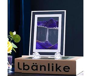Nxforever 3D Sand Art Liquid Motion Table lamp,Art Quicksand Painting Rectangular Glass display Creative Home Office Relaxing Mood Desktop Sandscape Night light(Size:7in,Color:purple)