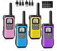 NXGKET Walkie Talkies 4 Pack for Adults & Kids, Rechargeable Long Range PMR446 Two Way Radios with 1200mAh Batteries, USB-C Charging, 16 Channels & VOX for Camping, Hiking and Family Activities