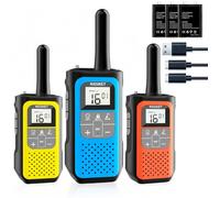 NXGKET Walkie Talkies for Adults Kids, Walkie Talkie 3 Pack Long Range, Rechargeable 2 Way Radios with 1200mAh Battery, 16 Channels, Supports VOX Function, Walkie Talkies for Outdoor Camping Hiking