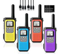 NXGKET Walkie Talkies for Adults Kids, Walkie Talkie 4 Pack Long Range, Rechargeable 2 Way Radios with 1200mAh Battery, 16 Channels, Supports VOX Function, Walkie Talkies for Outdoor Camping Hiking