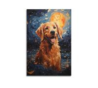 NXIYUHA Animal Art Poster Golden Retriever Oil Painting Style Decorative Painting Canvas Art Picture 24x36inch(60x90cm)