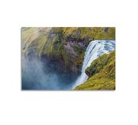 NXIYUHA Mural Nature Poster Alpine Meadow Spectacular Cliff Waterfall 1 Decorative Painting Canvas Art Picture 12x18inch(30x45cm)