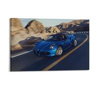 NXIYUHA Racing Car Poster 4C Spider Supercar Speeding on The Road Decorative Painting Canvas Art Picture 16x24inch(40x60cm)