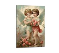 NXIYUHA Vintage Angel Poster Two Cute Little Angels Decorative Painting Canvas Art Picture 12x18inch(30x45cm)