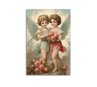 NXIYUHA Vintage Angel Poster Two Cute Little Angels Decorative Painting Canvas Art Picture 12x18inch(30x45cm)