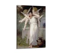 NXIYUHA Vintage Angel Poster Two Little Angels And The Woman Decorative Painting Canvas Art Picture 08x12inch(20x30cm)