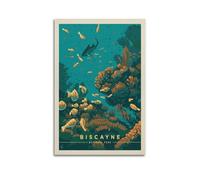 NXIYUHA Vintage Animal Poster Biscayne National Park Wonders Down Under Decorative Painting Canvas Art Picture 16x24inch(40x60cm)