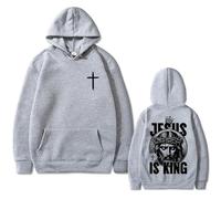 NXKAFAH Christian Jesus Is King Graphic Hoodie Men Women Hip Hop Fashion Retro Oversized Sweatshirt Unisex Fleece Cotton Hoody Pullover