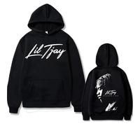 NXKAFAH Rapper Lil Tjay Destined 2 Win Double Sided Print Hoodie Man Black Cotton Sweatshirt Men Women Fashion Oversized Hip Hop Hoodies