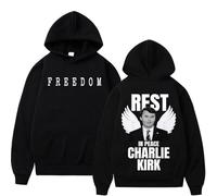 NXKAFAH Rest in Peace Charlie Kirk Justice Hoodies Men's Clothing Harajuku Gothic Long Sleeve Sweatshirt Casual Fleece Hoodie Streetwear