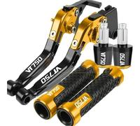 NXLJA Motorbike Clutch Part Motorcycle Folding Brake Clutch Levers Handlebar Hand Grips Ends Adjustable for H-ONDA for Shadow VT750 VT 750 2009-2017(Yellow 2)