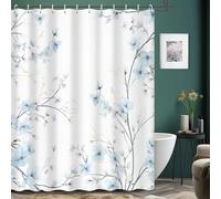 NXMYDBD Blue Floral Branch Shower Curtain - Machine Washable, Grommet Top, All-Season Decor for Bathroom, Hotel Shower Curtain 180X150cm/(WxH)