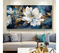 NXMYDBD Blue White Flower Boho Large Size Long Poster Wall Art Canvas Modern Painting Print Picture Living Room Home Interior Decor 75x150cm(29x59inch) Unframed