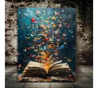 NXMYDBD Butterfly Canvas Art on Open Book, Abstract Art Wall Decor, Contemporary Reading Concept Printing, Home and Office Decor 70x90cm(28x35inch) Unframed