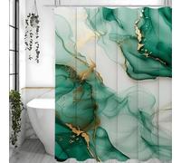 NXMYDBD Digital Printing Green Marbled Flow Art Shower Curtain, Simple Abstract Waterproof Bathroom Shower Curtain with Hooks 90x200cm/(WxH)