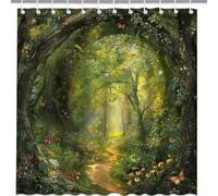 NXMYDBD Enchanted Forest Path Bath Curtain - Sunlit Trail & Butterflies, Waterproof Home Decor Adds Magic to Your Bathroom 240x200cm/(WxH)