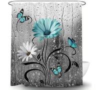 NXMYDBD Floral Boho Shower Curtain, Country Farmhouse Flowers and Butterfly Shower Curtain for Bathroom, Bathroom Decor with Hooks 170x170cm/(WxH)