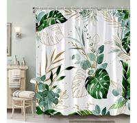 NXMYDBD Green Tropical Monstera Leaf Shower Curtain Polyester, Machine Washable, Includes Hooks, Botanical Design for Bathroom Decor 190x70cm/(WxH)