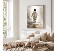 NXMYDBD Jesus Walking On Water Wall Art Picture Savior Prints Canvas Painting Jesus In Nature Poster Girly Religious Decor(40x60cm/Unframed)