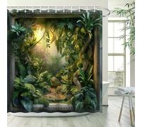 NXMYDBD Jungle Scene Bath Curtain - Lush Greenery & Sunlit Path; Waterproof Home Decor Adds Tropical Charm to Your Bathroom 100x200cm/(WxH)