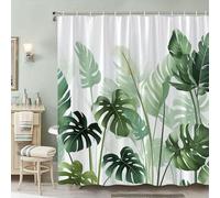 NXMYDBD Modern Tropical Polyester Shower Curtain | Monstera Calathea Leaves, Lush Green Foliage, with Hooks, Bathroom Decor 120x175cm/(WxH)