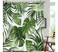 NXMYDBD Monstera Leaf Jungle Bath Curtain, Polyester Shower Curtain with Lush Green Leaves, with Hooks Bathroom Decor 180X150cm/(WxH)