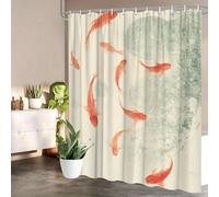 NXMYDBD Red Koi Fish Swimming Shower Curtain | Polyester Partition Curtain with Hooks, Home & Kitchenshower Bathroom Decor 85x183cm/(WxH)