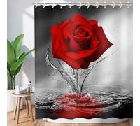 NXMYDBD Rose Shower Curtain - Elegant Floral Bathroom Decor with Red Roses, Machine Washable Window Curtain for Modern Bathrooms 70x160cm/(WxH)