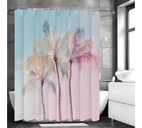 NXMYDBD Tropical Plant Shower Curtain, Sunset Palm Waterproof Shower Curtain Summer Beach Bathroom Decorative with Hooks 120x190cm/(WxH)