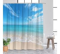 NXMYDBD Waterproof Shower Curtain with a Serene Beach Scene Bringing the Calmness of Ocean Waves and Blue Skies to Your Bathroom 127x198cm/(WxH)