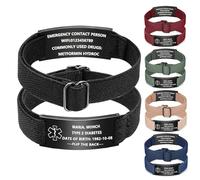 NXNB Custom Medical ID Bracelet for Men & Women,Personalized Engraved Silicone & Stainless Steel,Comfortable Adjustable Wristband for Diabetes, Epilepsy, Allergies, Autism (Elastic-black-B)