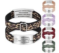 NXNB Custom Medical ID Bracelet for Men & Women,Personalized Engraved Silicone & Stainless Steel,Comfortable Adjustable Wristband for Diabetes, Epilepsy, Allergies, Autism (Elastic-Yellow Leopard-A)