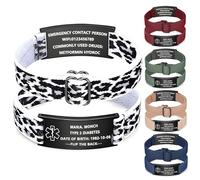 NXNB Custom Medical ID Bracelet for Men & Women,Personalized Engraved Silicone & Stainless Steel,Comfortable Adjustable Wristband for Diabetes, Epilepsy, Allergies, Autism (Elastic-White Leopard)