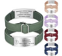 NXNB Custom Medical ID Bracelet for Men & Women,Personalized Engraved Silicone & Stainless Steel,Comfortable Adjustable Wristband for Diabetes, Epilepsy, Allergies, Autism (Elastic-Green-A)