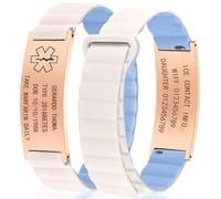 NXNB Custom Medical ID Bracelet for Men & Women,Personalized Engraved Silicone & Stainless Steel,Comfortable Adjustable Wristband for Diabetes, Epilepsy, Allergies, Autism (Silicone-White Blue)