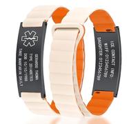 NXNB Custom Medical ID Bracelet for Men & Women,Personalized Engraved Silicone & Stainless Steel,Comfortable Adjustable Wristband for Diabetes, Epilepsy, Allergies, Autism (Silicone-White Orange)