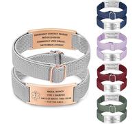 NXNB Custom Medical ID Bracelet for Men & Women,Personalized Engraved Silicone & Stainless Steel,Comfortable Adjustable Wristband for Diabetes, Epilepsy, Allergies, Autism (Elastic-White)