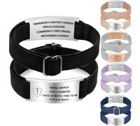 NXNB Custom Medical ID Bracelet for Men & Women,Personalized Engraved Silicone & Stainless Steel,Comfortable Adjustable Wristband for Diabetes, Epilepsy, Allergies, Autism (Elastic-black-A)