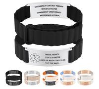 NXNB Custom Medical ID Bracelet for Men & Women,Personalized Engraved Silicone & Stainless Steel,Comfortable Adjustable Wristband for Diabetes, Epilepsy, Allergies, Autism (Silicone- Black-A)