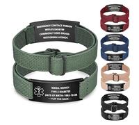 NXNB Custom Medical ID Bracelet for Men & Women,Personalized Engraved Silicone & Stainless Steel,Comfortable Adjustable Wristband for Diabetes, Epilepsy, Allergies, Autism (Elastic-Green-B)