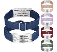 NXNB Custom Medical ID Bracelet for Men & Women,Personalized Engraved Silicone & Stainless Steel,Comfortable Adjustable Wristband for Diabetes, Epilepsy, Allergies, Autism (Elastic-Blue-A)