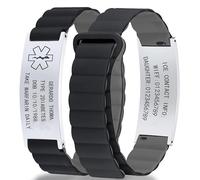 NXNB Custom Medical ID Bracelet for Men & Women,Personalized Engraved Silicone & Stainless Steel,Comfortable Adjustable Wristband for Diabetes, Epilepsy, Allergies, Autism (Silicone- Black-C)